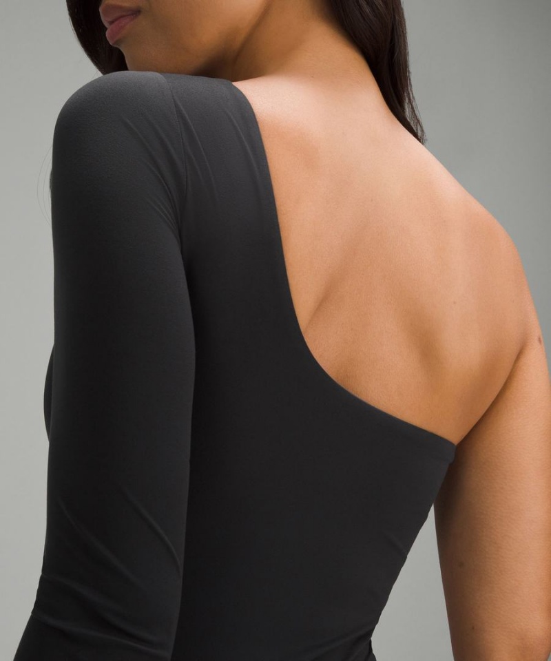 Lululemon Wundermost Ultra-Soft Nulu Long-Sleeve One-Shoulder Body Damen Schwarz | 5637RKHSG