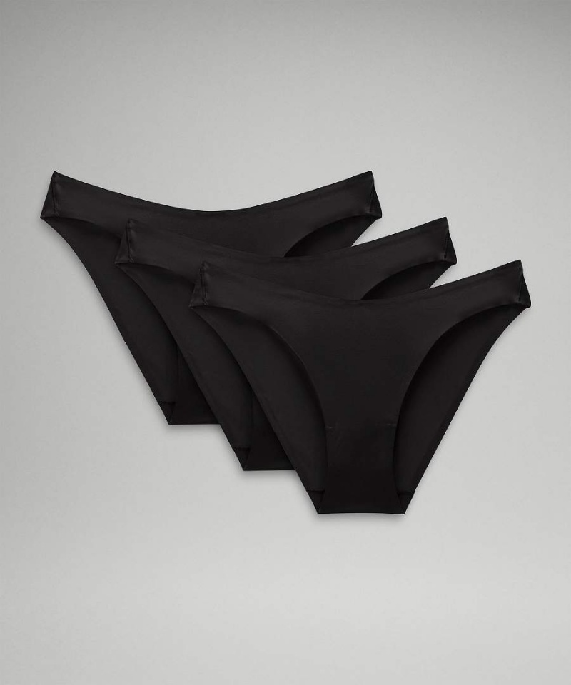 Lululemon Wundermost Ultra-Soft Nulu Mid-Rise Bikini 3 Pack Unterwäsche Damen Schwarz | 5876HPDFW