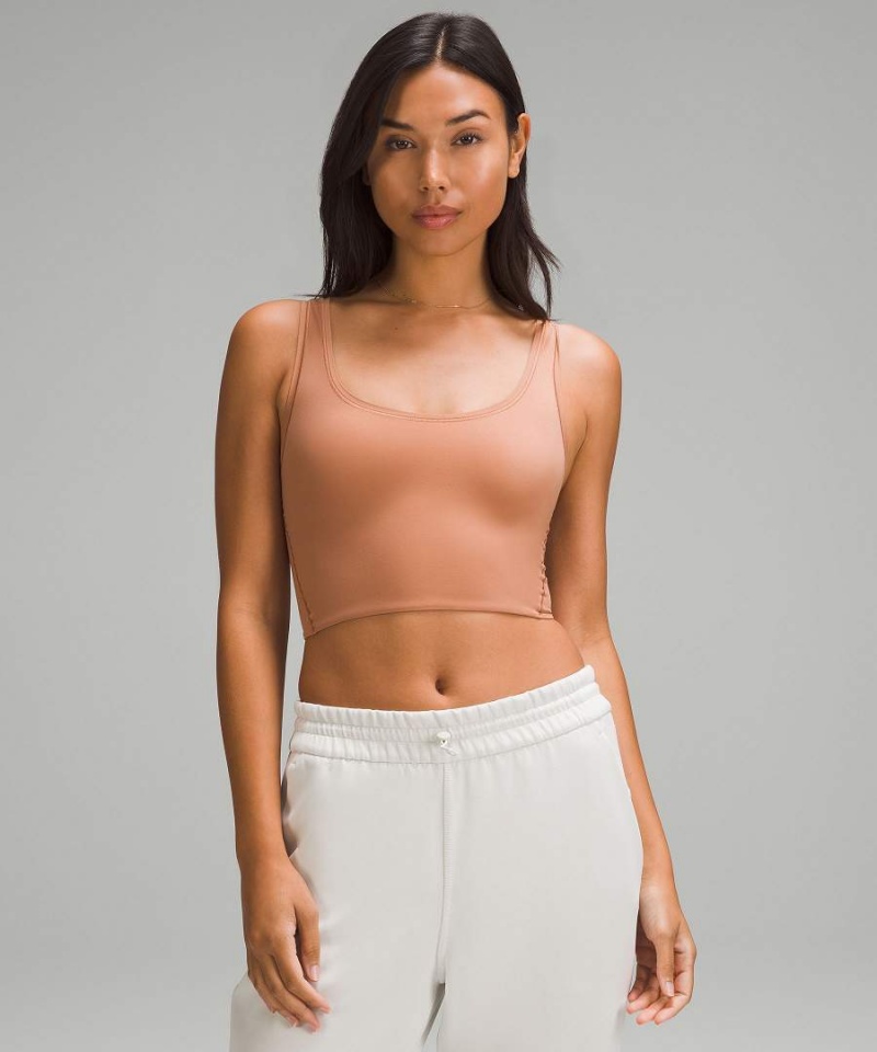 Lululemon Wundermost Ultra-Soft Nulu Scoop-Neck Cropped Tanktop Damen Braun | 5942KQYHB