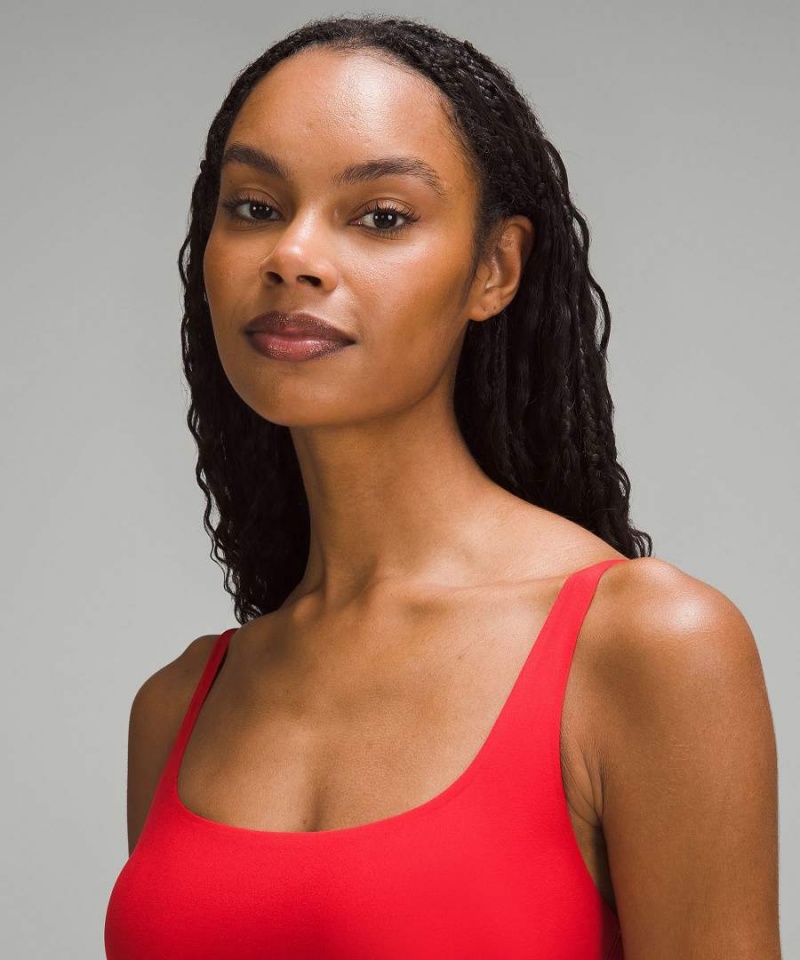 Lululemon Wundermost Ultra-Soft Nulu Scoop-Neck Bralette A–D Cups Sport BH Damen Rot | 0597RCNMW