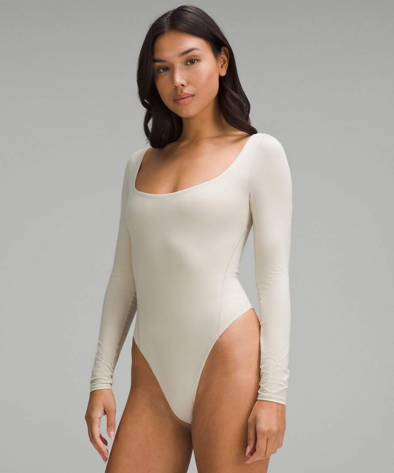 Lululemon Wundermost Ultra-Soft Nulu Square-Neck Long-Sleeve Body Damen Beige | 5398XJFBU