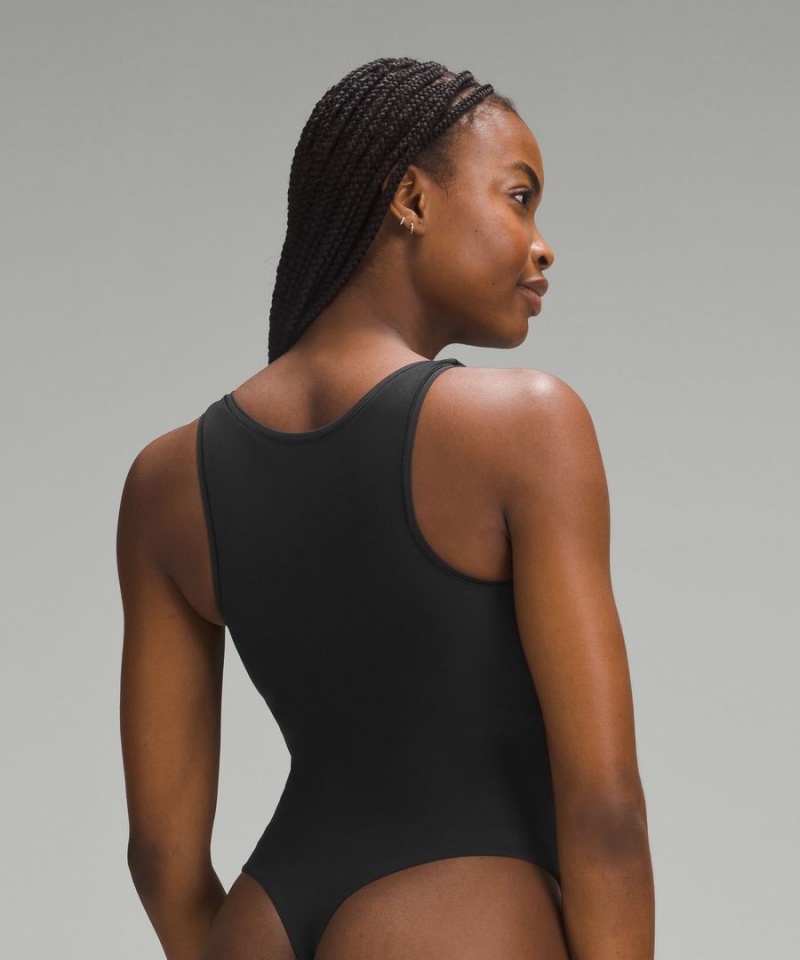 Lululemon Wundermost Ultra-Soft Nulu Square-Neck Ärmellose Body Damen Schwarz | 8341SGKWL