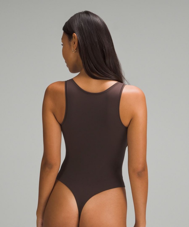 Lululemon Wundermost Ultra-Soft Nulu Square-Neck Ärmellose Body Damen Schokolade | 0468JQHZD