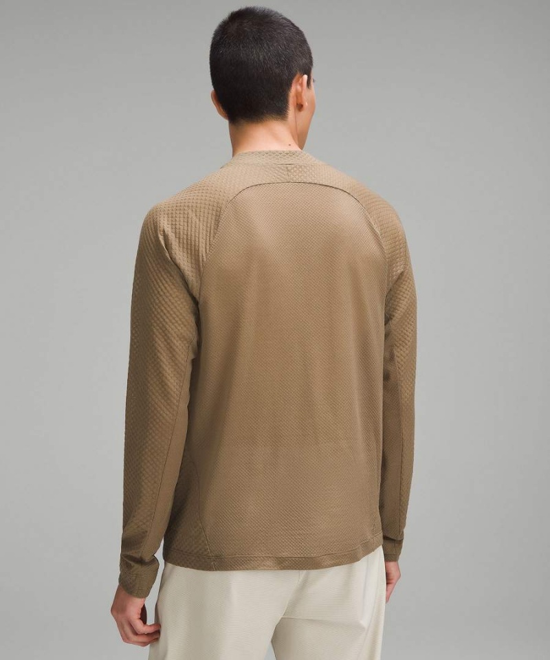 Lululemon lab Atmungsaktiv Wolle-Blend Lauf Langarmhemd Herren Khaki | 6957UCAWM