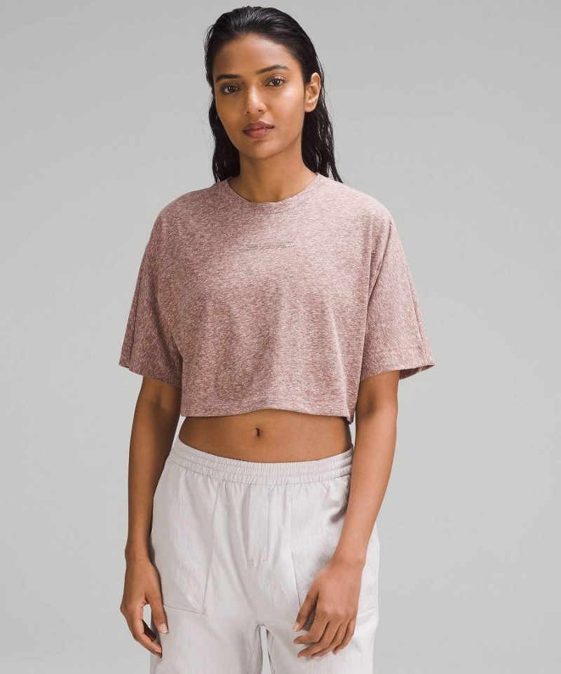 Lululemon lab Baumwoll-Blend Cropped Graphic T-shirts Damen Rosa | 8723DTZLQ