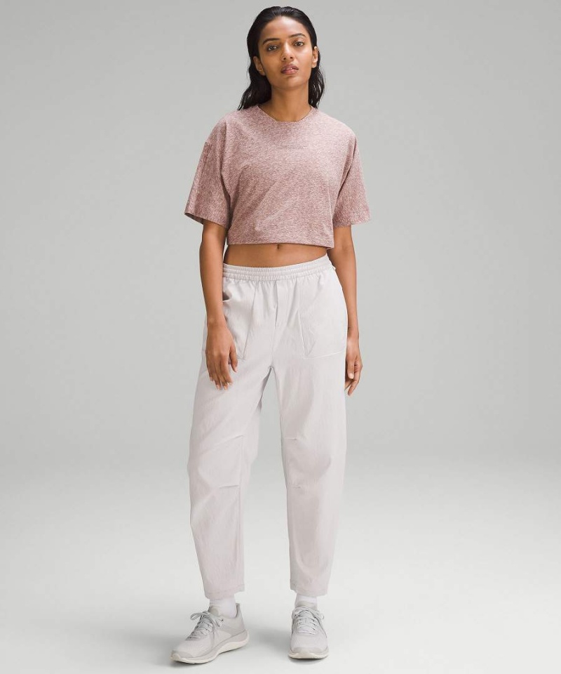 Lululemon lab Baumwoll-Blend Cropped Graphic T-shirts Damen Rosa | 8723DTZLQ