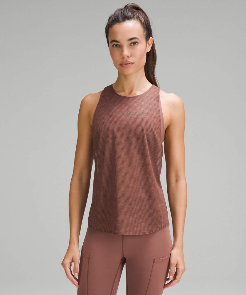 Lululemon lab Grid Mesh Graphic Sport Tanktop Damen Beige | 5782VQUYW