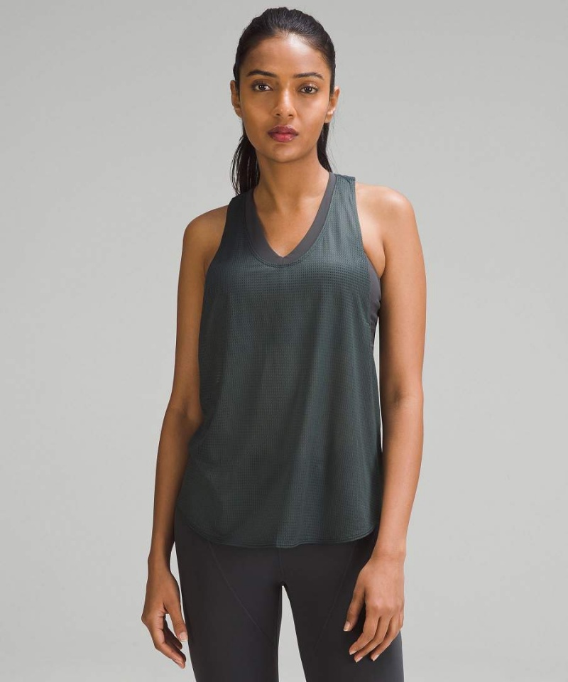 Lululemon lab Grid Mesh Singlet Graphic Tanktop Damen Grau | 4783TKAMF