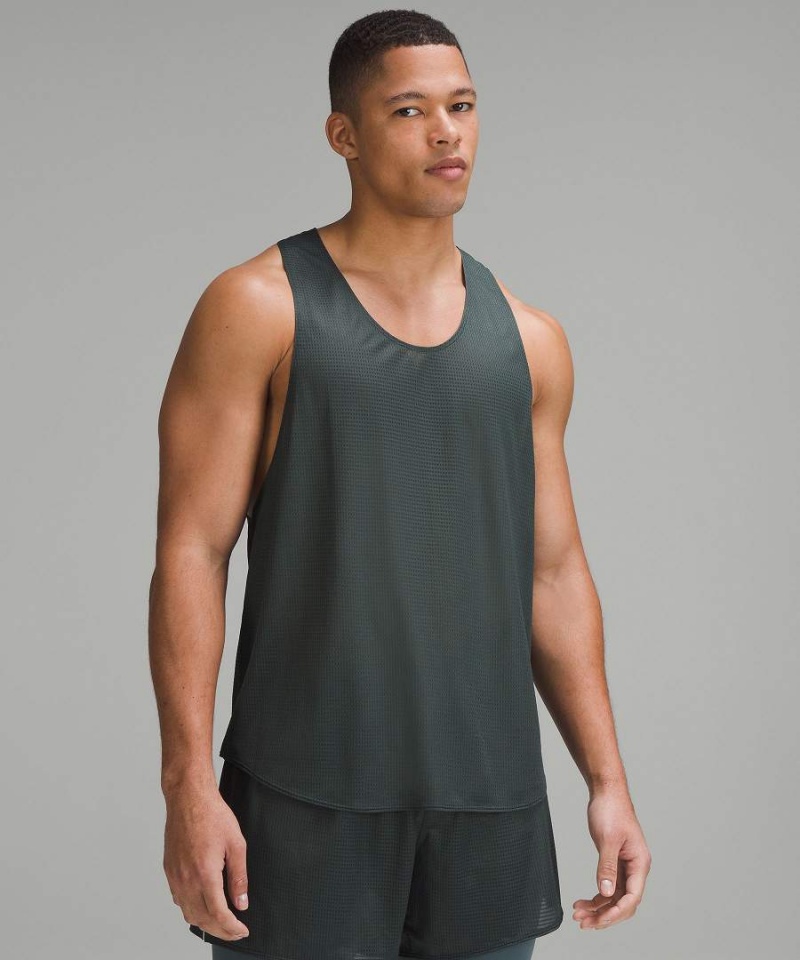 Lululemon lab Grid Mesh Singlet Graphic Tanktop Herren Grau | 4521WAXVR