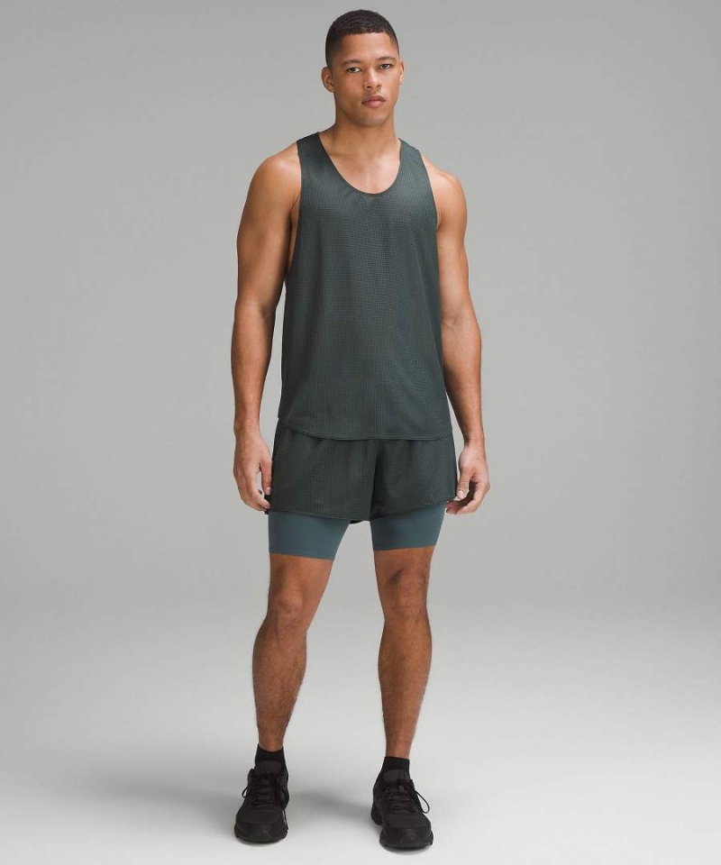 Lululemon lab Grid Mesh Singlet Graphic Tanktop Herren Grau | 4521WAXVR