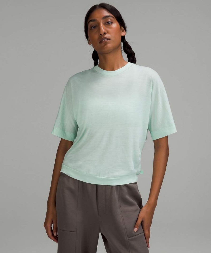 Lululemon lab Merino Wolle-Blend Boxy T-shirts Damen Grün | 2789LERWG